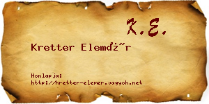 Kretter Elemér névjegykártya